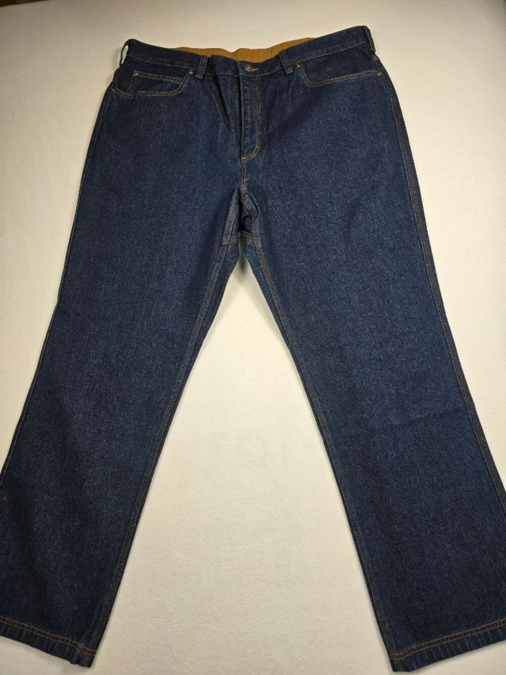 NEW Duluth Trading Co Mens Blue Denim Jeans 42x32 Straight Fit 100% Cotton NWOT